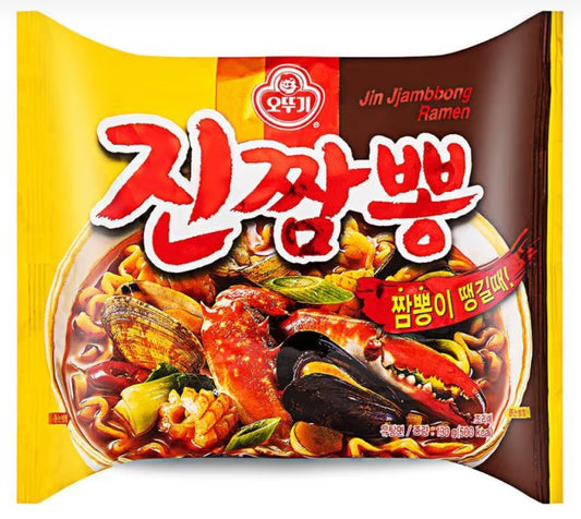 Ottogi Jin Jjambbong Spicy Seafood Noodle不倒翁 金牌辣海鮮湯麵 Mi Jampong 130g x 1