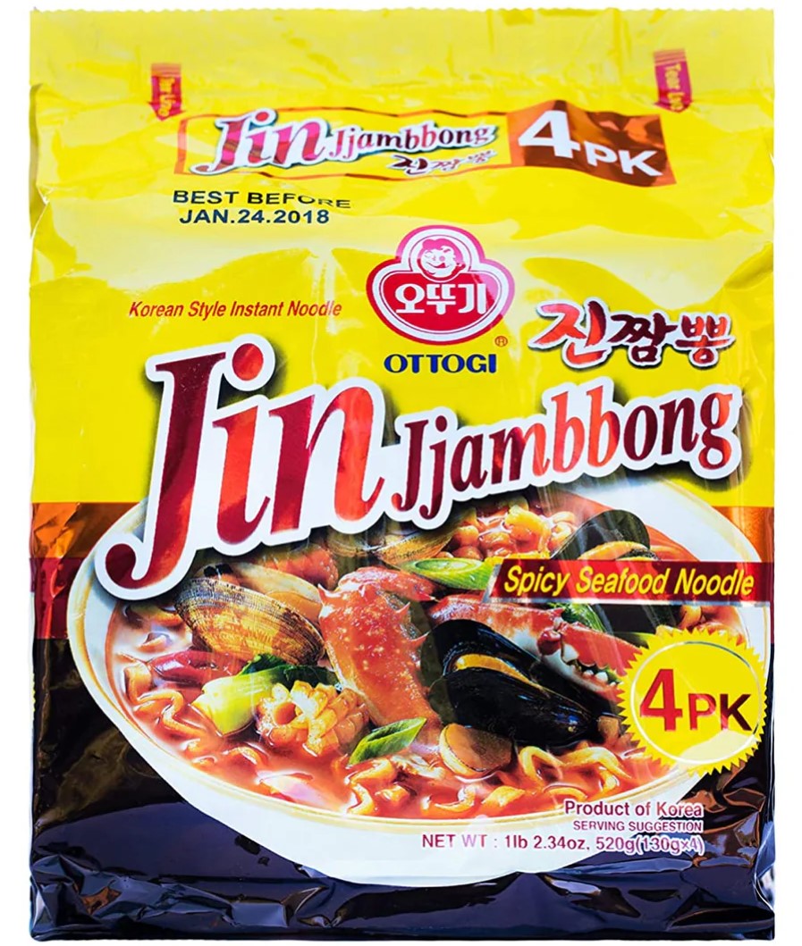 Ottogi Jin Jjambbong Spicy Seafood Noodle不倒翁 金牌辣海鮮湯麵Mi Jampong (Multipack) 130g x4