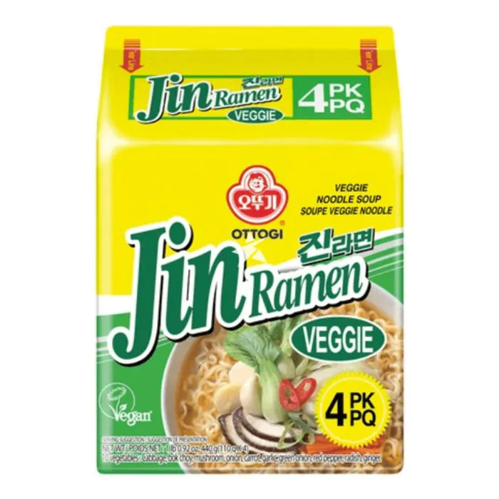 Ottogi Jin Mì Ramen Veggie 不倒翁 金拉麵(蔬菜) Mi Ramyun It Cay 110gr x4