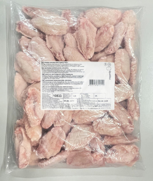 Qualiko IQF Mid Joint Chicken Wings (獨立急凍包裝雞中翼) 2.5KG x 1
