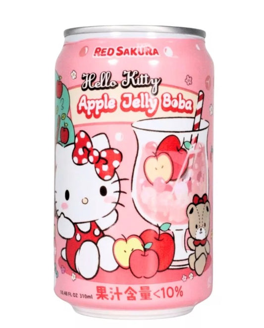 Red Sakura - Hello Kitty Apple Jelly Boba Drink 310ml 紅櫻花 - Hello Kitty 蘋果蘆薈爆珠飲料 310ml x1