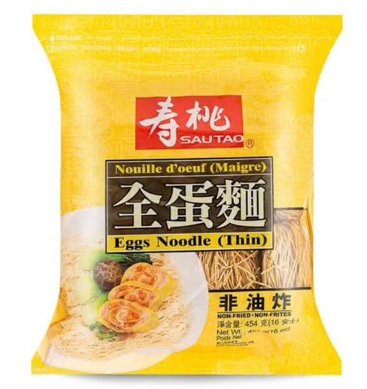 STP Egg Noodle Thin壽桃牌全蛋幼麵（袋裝） Mi Trung Soi Nho 454gr x 1