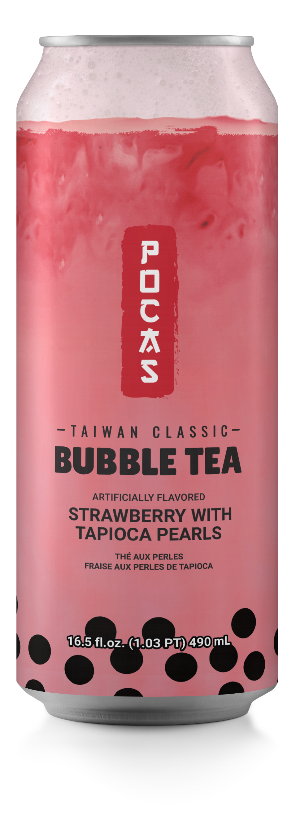 Pocas Bubble Tea Strawberry Flavour 士多啤梨珍珠奶茶 Tra Tran Chau Vi Dau Tay Thanh Long 490ml x 1