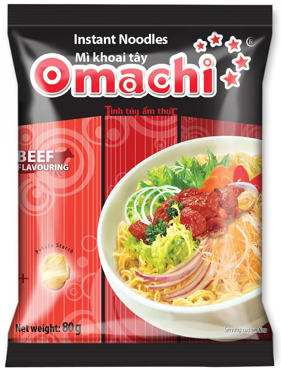 020001 Omachi Beef Noodle Mi Xot Bo Ham 炖牛肉汤面 1x80g