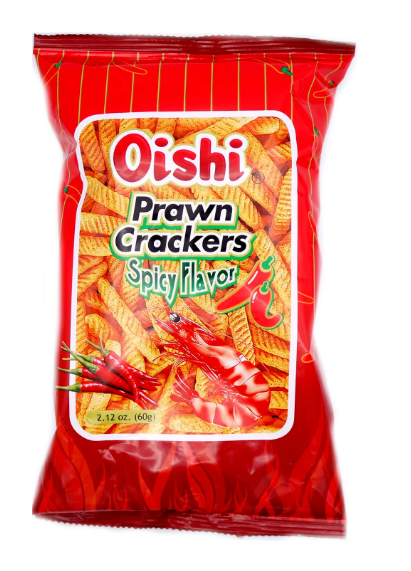 060139 Oishi prawn crackers spicy flavour Phong Tom Cay x60g