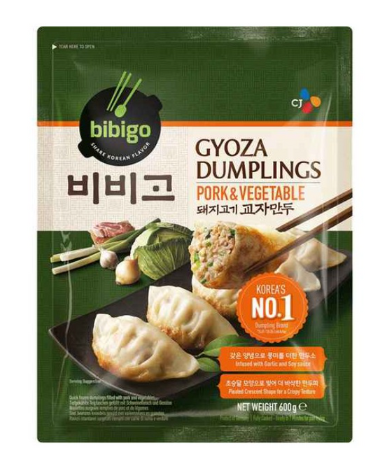 12424-4 Bánh xếp thịt heo Bibigo &amp; Gyoza chay 豬肉蔬菜煎餃Gyoze thit heo và rau 600gr x 12 (hộp)