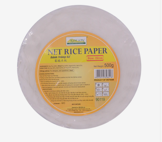 KimSon Frozen Net Rice Paper 鬆脆米紙Banh Trang Cha Gio Re  Dong Lanh 22cm  500g x20 (Box)