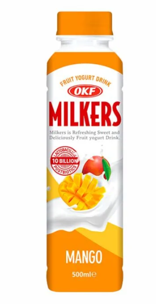 144599 OKF Milkers - Sữa Chua Trái Cây Uống Vị Xoài 酸乳飲料 芒果味500ml X20