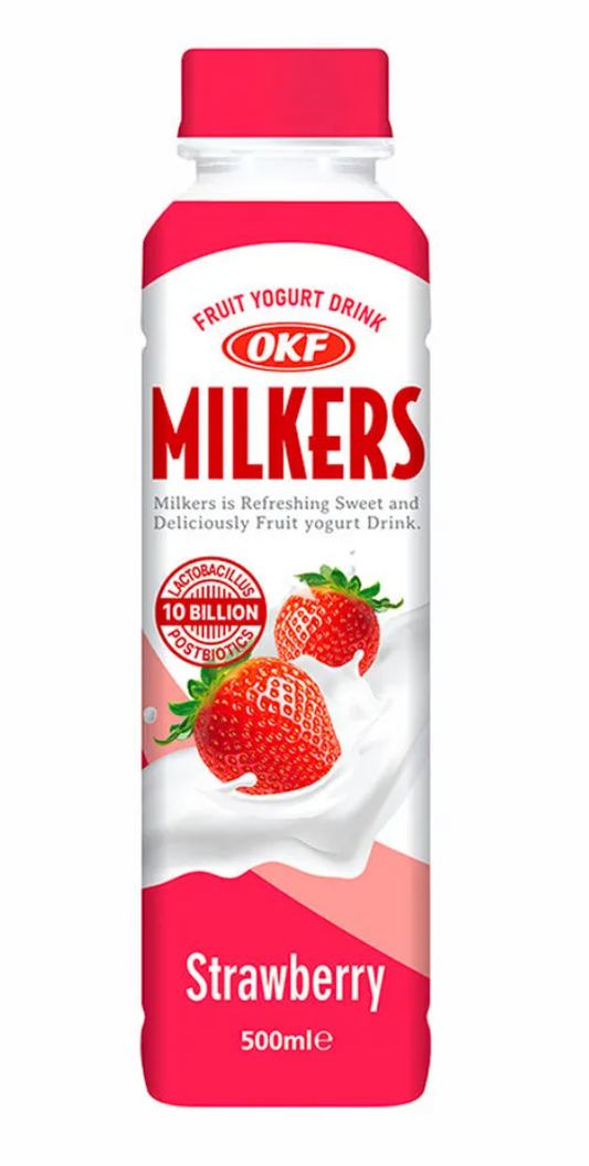 144733 OKF Milkers - Sữa chua hoa quả uống vị dâu 酸乳飲料 草莓味 500ml X20