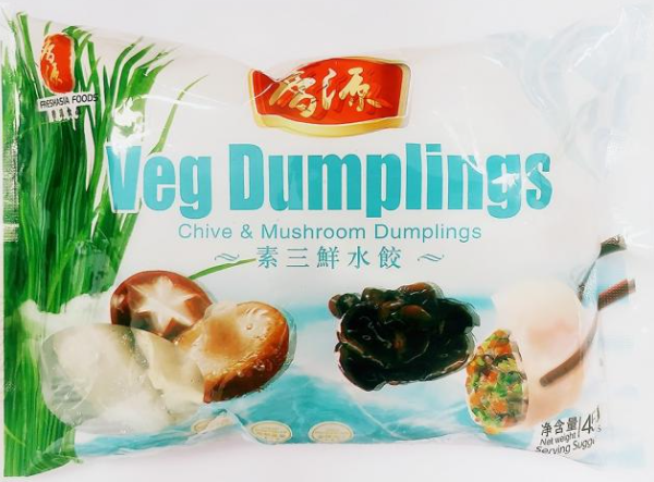 FRESHASIA Chive & Mushroom Dumplings香源素三鲜水饺 He and Nam 400gr x 25ac
