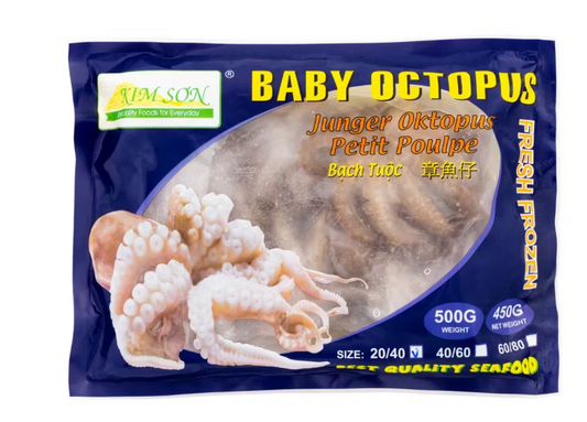 Kim Son Frozen Baby Octopus 章魚仔Bach Tuoc Nho Dong Lanh 20/40 500gr x 20