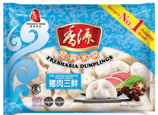 16905 FA Thịt Heo Nấm Nấm Đen Bánh Bao香源豬肉三鮮水餃 Hoành Thanh Thít Heo Nam Mèo 400gr x 1