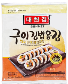 Daechun Roasted Seaweed 紫菜 Rong Bien Sushi (10sheets) 22g x 1