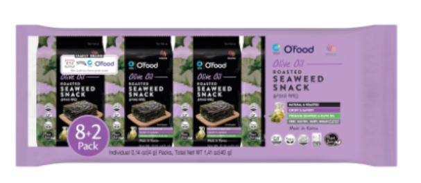 Laver khô O'Food (Oliver Oiled) 宗家府橄欖油海苔 4g (Gói 8+2) x1