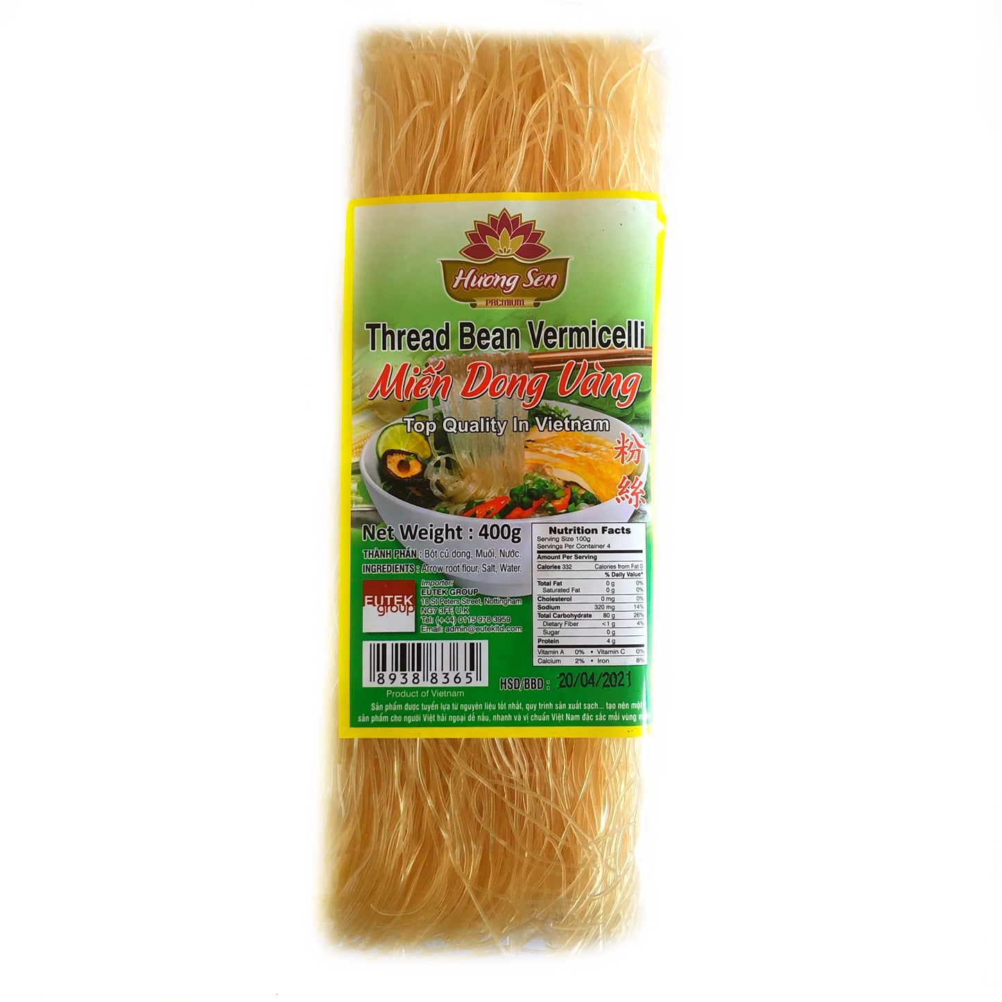 14960 Huong Sen Mien Dong Vang Yellow Bean Thread Noodle 400g x 24