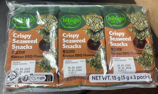CJ Bibigo Crispy Seaweed Snacks (BBQ) 燒烤味紫菜 (5G*3pk)*