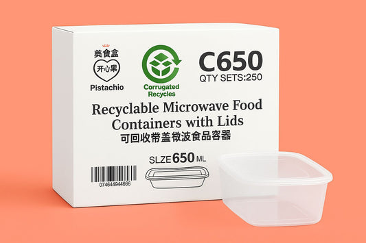 Pistachio C650 Recyclable Microwave Food container開心果美食盒 250 sets x 1 box