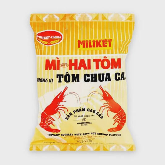 Premium Instant Noodle With Sour Hot Flavour Mi Miliket Chua Cay Hai Con Tom 75g x1