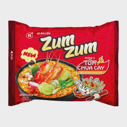 ZumZum Spicy and sour shrimp taste Instant noodle 即食酸辣虾面 Mi tom chua cay 60g x1