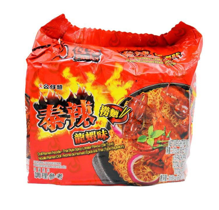 Doll Instant Noodle - Thai Style Spicy Lobster Flavour 公仔撈麵 泰辣龍蝦味 (106g*5) x1