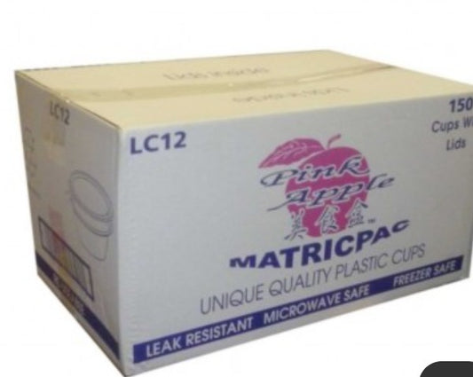 Pink Apple - 12oz (LC12) Plastic Cups & Lids 塑料碗/盒带盖 150pcs x 1