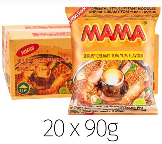 18491 MAMA Noodle Creamy Shrimp Tom Yum 媽媽麵-鮮蝦冬陰濃湯口味 Mi Tom Chua Cay Beo Ngay 90g x 20
