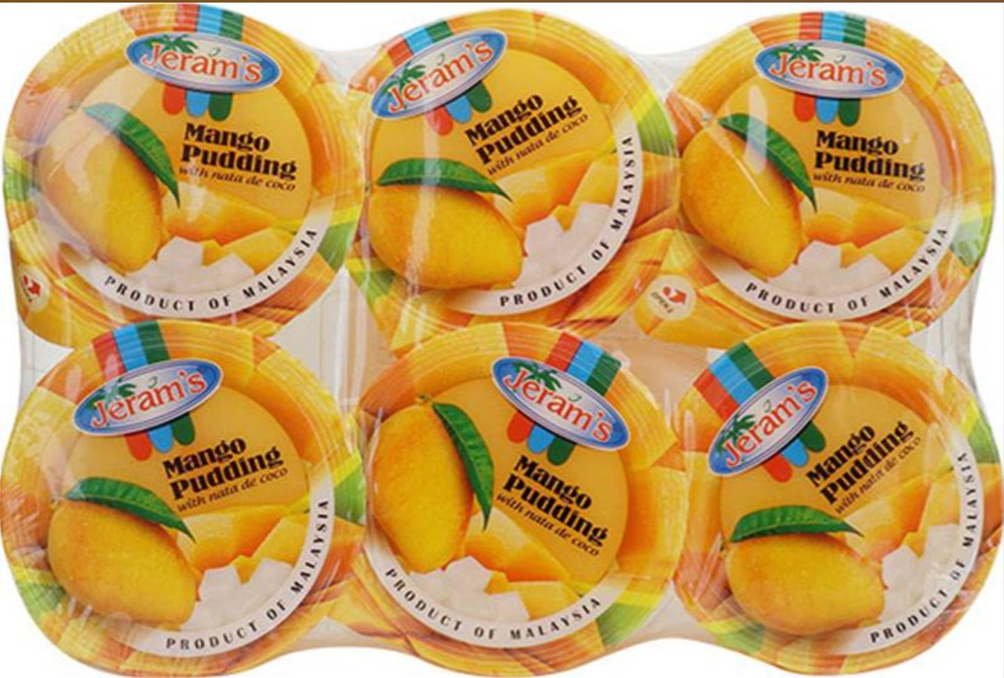 JERAM Mango Pudding + Nata De Coco 芒果布丁連椰果(六碗裝) Pudding Vai Thach Dua (115gx6) x 1