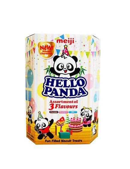 Meiji Hello Panda Assortment of 3 Flavours Chocolate, Strawberry & Milk Biscuits (26g x 10 Packets)明治貓熊夾心餅乾(什錦) 260g