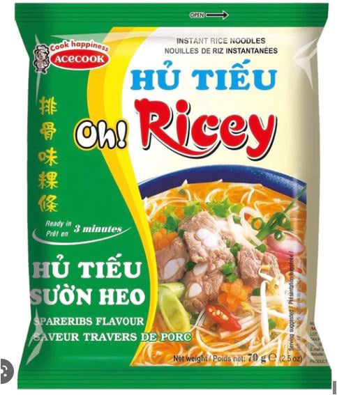 Oh! Ricey Instant Rice Noodles Spare Rib Flavour 排骨味粿條Hu Tieu Suon 70gr x 1