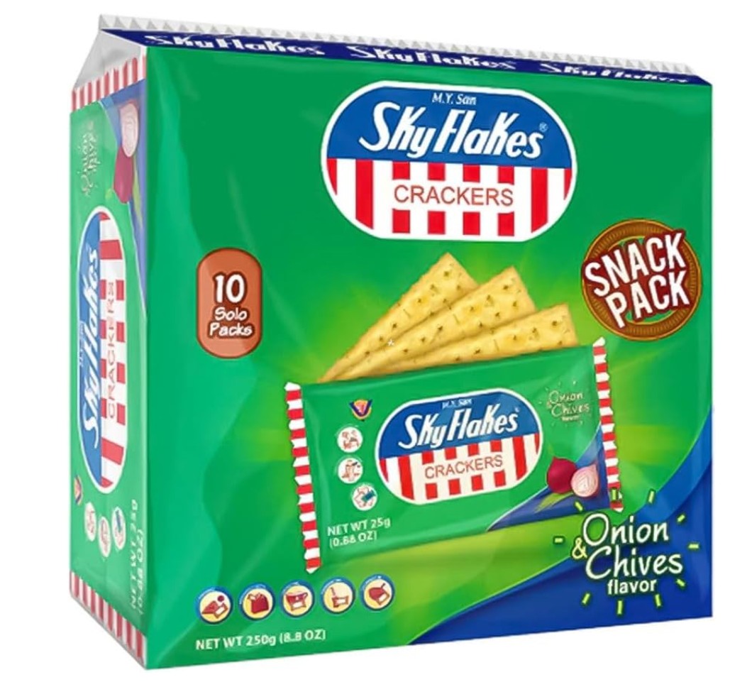SKYFLAKES Biscuits Onion&Chives-10's Singles SNACKPACK 空中霸王餅 Banh Quy Tui 10 Goi (25gx10) x 1