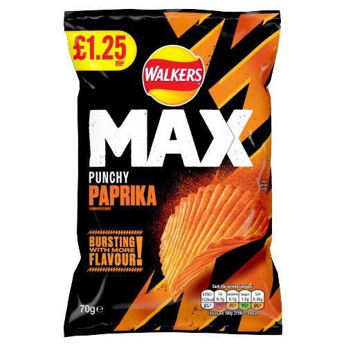 Walkers Crisps Max Paprika 薯片最大辣椒粉 70g x1