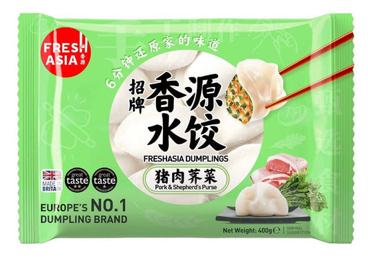 31194 FRESHASIA Pork & Shepherd's Purse Dumplings香源豬肉薺菜水餃 400g x1