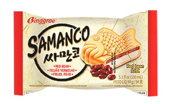 Samanco Fish Shaped Ice Cream Sandwich Vanila & Red Bean (150ml x 4) x 1