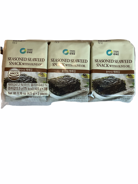 CJ Seasoned Seaweed Snack with Olive Oil香脆海苔橄欖油(4.5gx3) x1