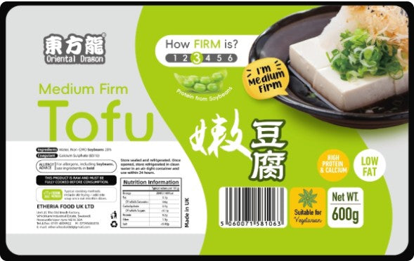 Oriental Dragon Fresh Medium Firm Tofu 東方龍嫩豆腐Dau Hu 600g x 1