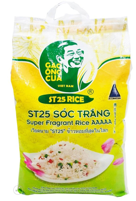 Gao Ong Cua ST25 Super Fragrant Rice AAAAA Cont Gao溯庒ST25大米 10KG x1