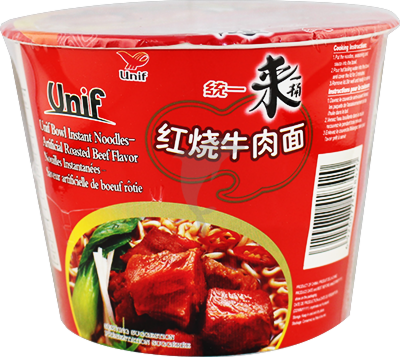 UNI Noodles (Bowl) - Roasted Beef 統一紅燒牛肉麵(桶) Mi vi bo nuong 110g x1