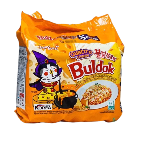 Budak Samyang Hot Chicken Ramen Quattro Cheese Mi Kho Ga Samyang Pho Mai (145gr x 5) x 1