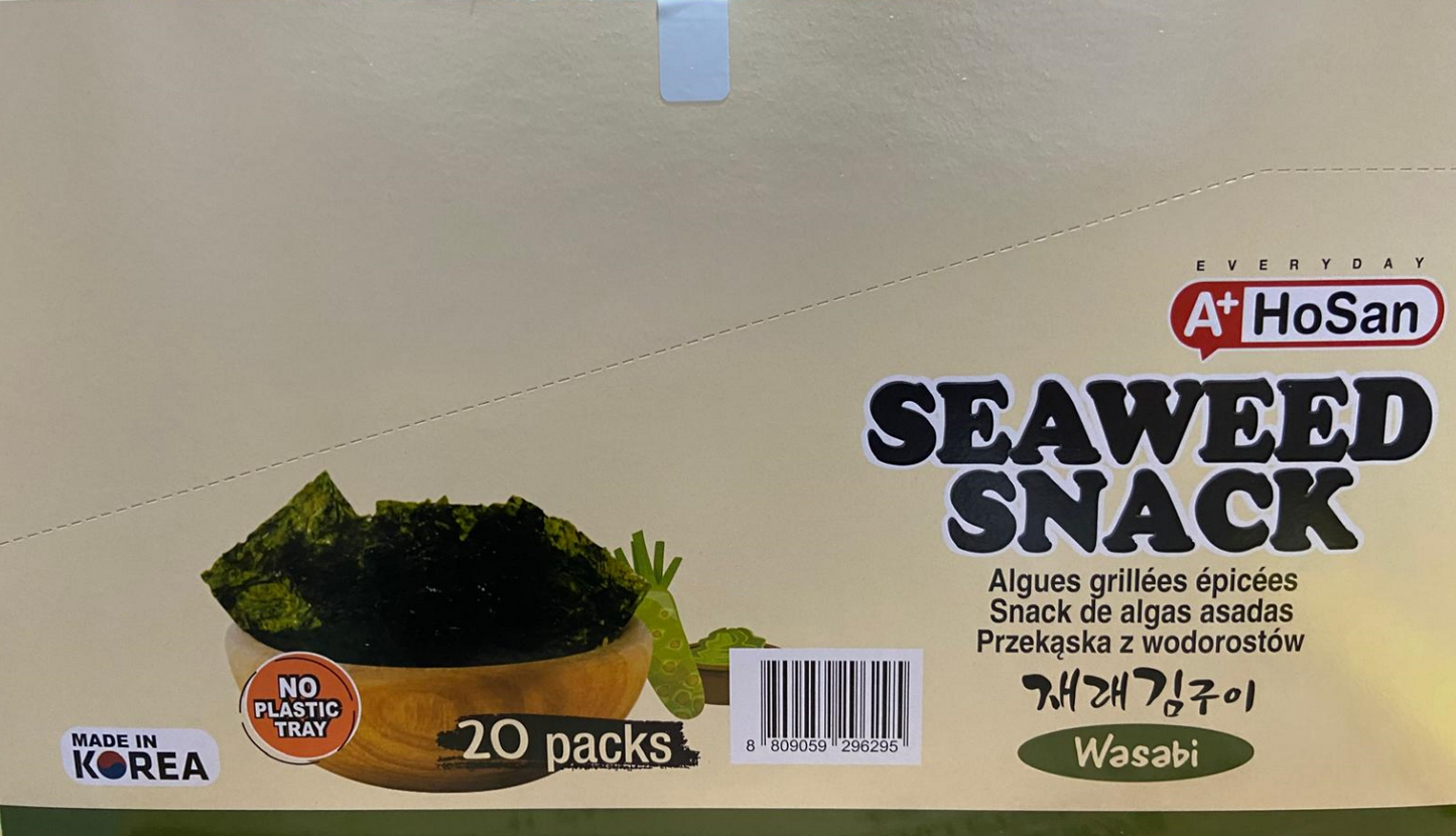 A+ ROASTED SEASONED SEAWEED SNACK WASABI 韓國即食紫菜-芥辣 (4g x 20) x 1